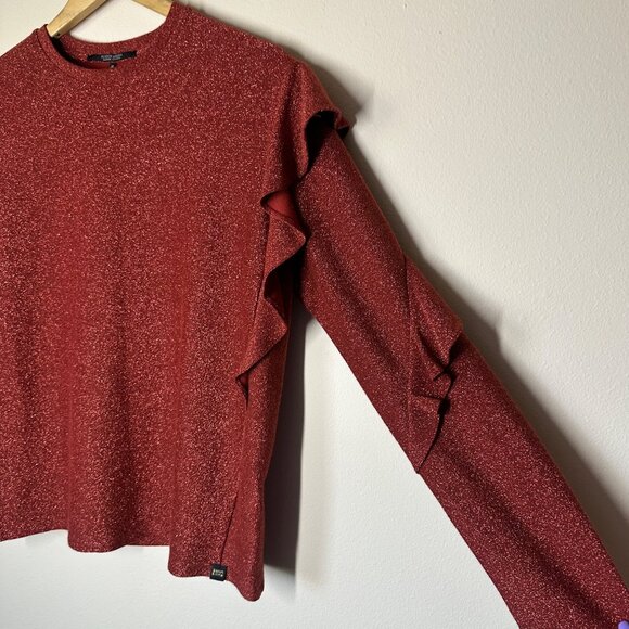 Scotch & Soda Metallic Thread Ruffle Top Womens Size S fits M Party Maximalist - Picture 5 of 9